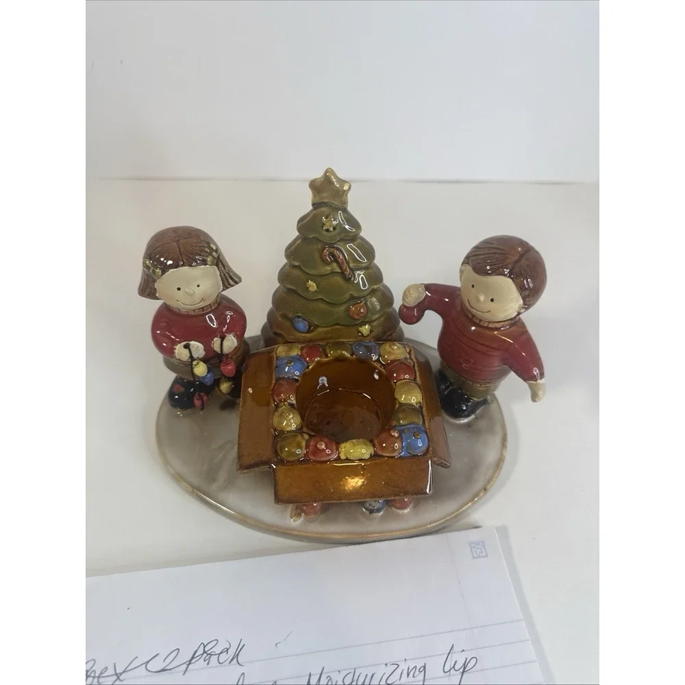 Yankee Candle Exclusive Ceramic Kids and Tree Christmas‎ Candle Holder NEW